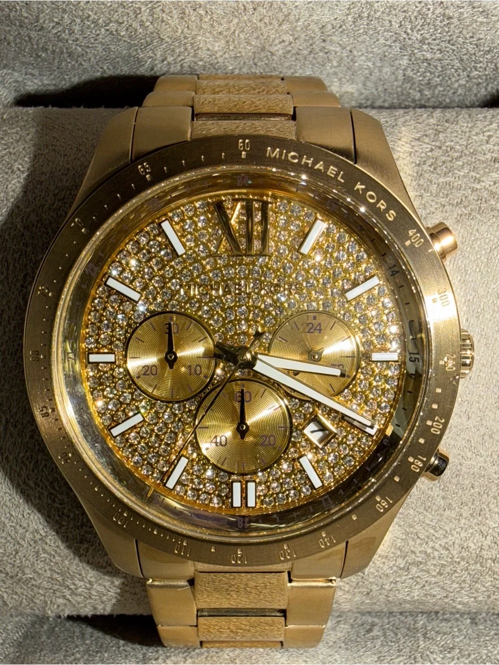 Michael Kors Oversized Berkley Pavé Gold-Tone Watch